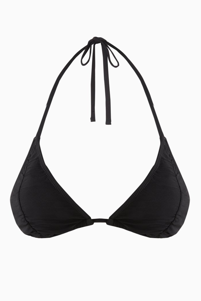 

Ruched Triangle Bikini Top, Black