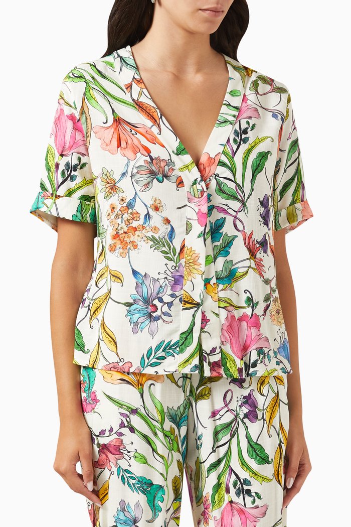 

Sammy Button Up Top in Viscose, Multicolour