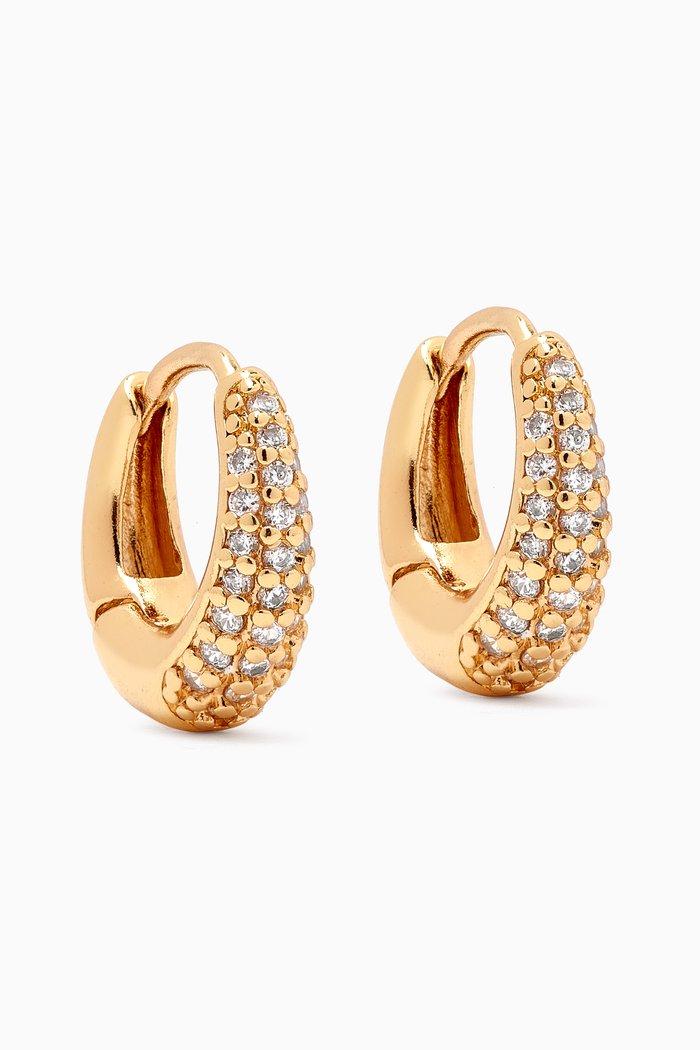 

Cyrstal Graduated Hoop Earrings in Gold-plated Brass, White