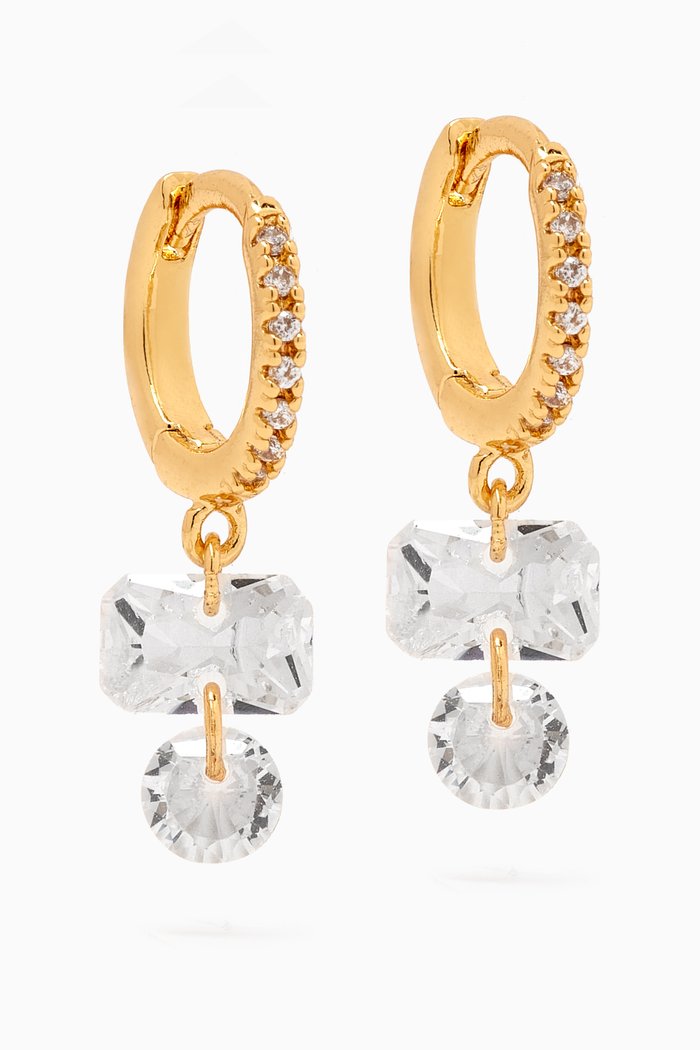 

Floating Crystal Drop Earrings in Gold-plated Brass, White