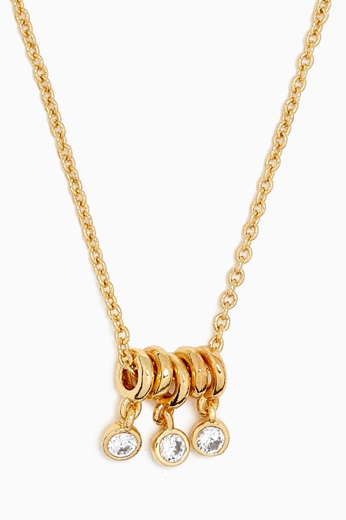 

Ring Charm Crystal Necklace in Gold-plated Brass, White