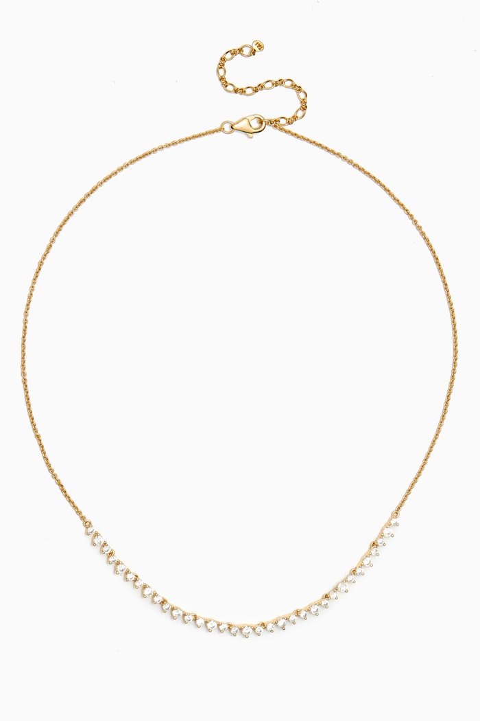 

Graduated Crystal Tennis Necklace in Gold-plated Brass, White