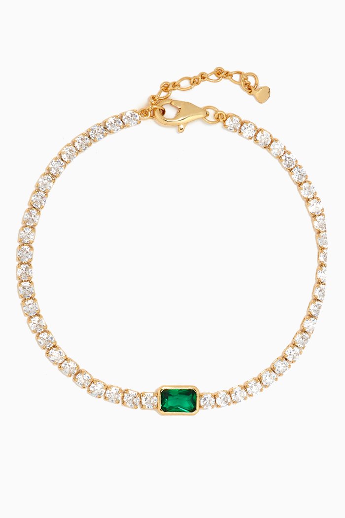 

Emerald Tennis Bracelet in Gold-plated Brass, Green