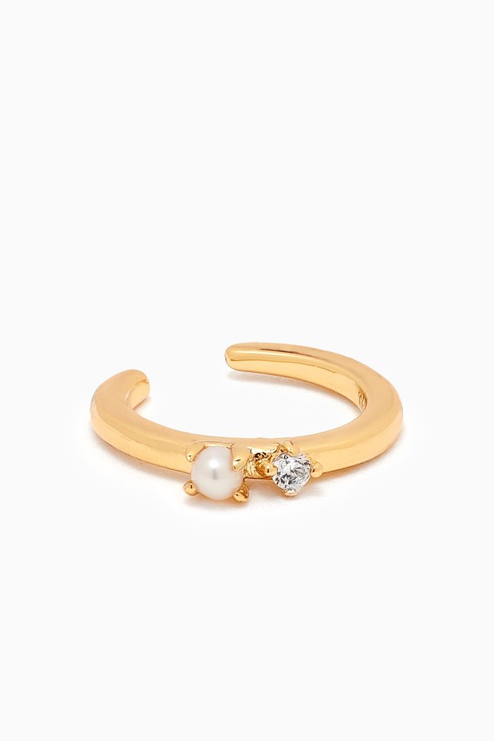 

Crystal & Pearl Single Ear Cuff in Gold-plated Brass, White