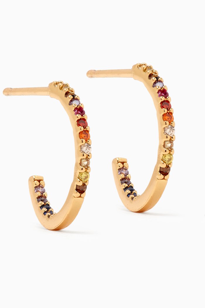 

Small Rainbow Huggies in Gold-plated Brass, Multicolour