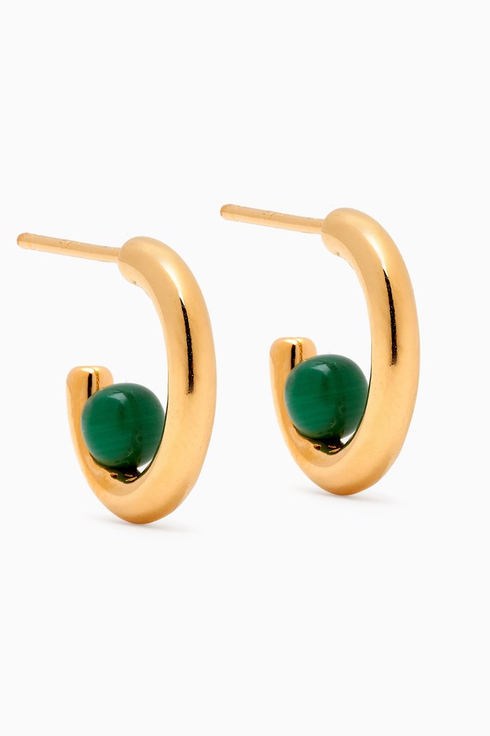 

Malachite Huggies in Gold-plated Brass, Green