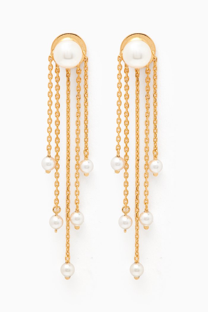 

Cascading Pearl Earrings in Gold-vermeil, White