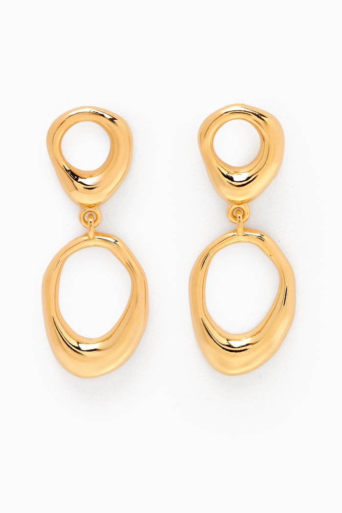 

Organic-shaped Dangle Earrings in Gold-plated Brass