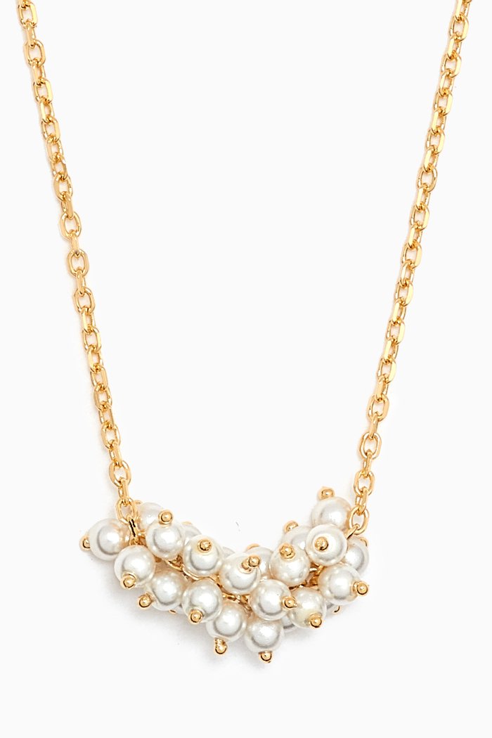 

Pearl Cluster Necklace in Gold-plated Brass, White