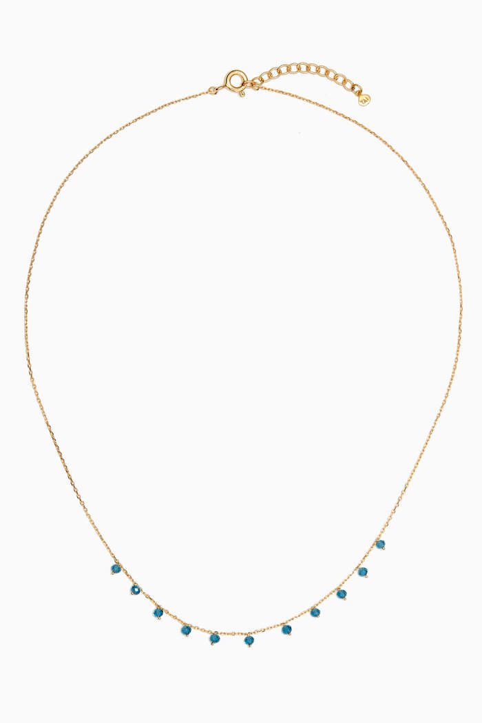 

Delicate Charm Necklace in Gold-plated Brass, Blue