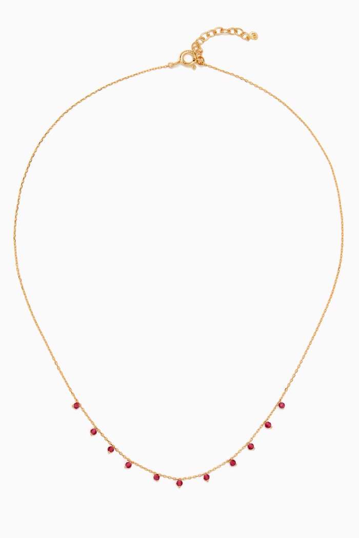 

Delicate Charm Necklace in Gold-plated Brass, Pink