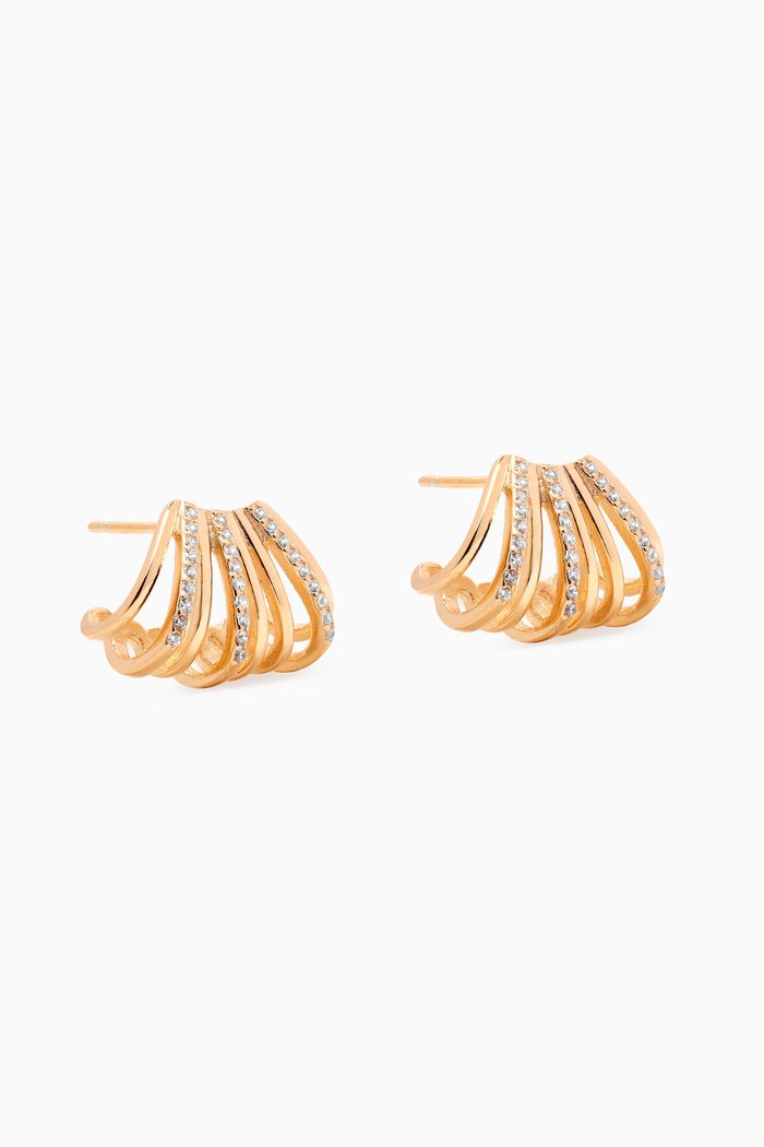

Multi-row Crystal Huggies in Gold-plated Brass