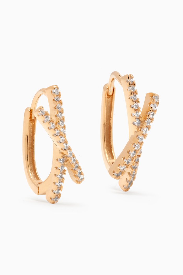 

x Pavé Huggies in Gold-plated Brass