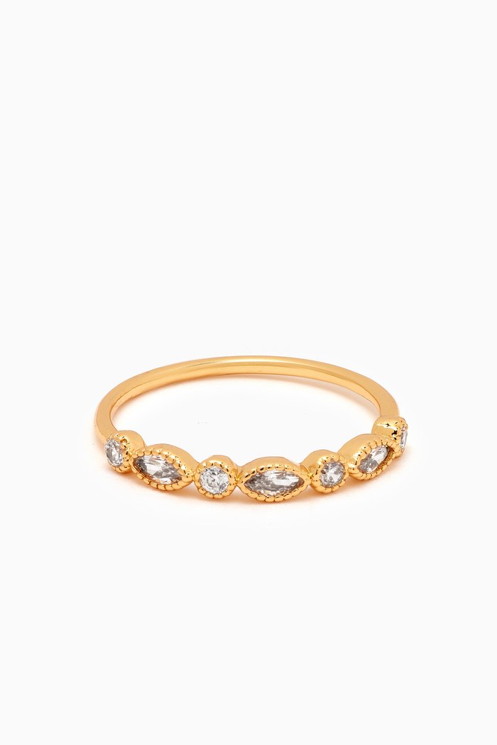 

Art Deco Crystal Ring in Gold-plated Brass, White