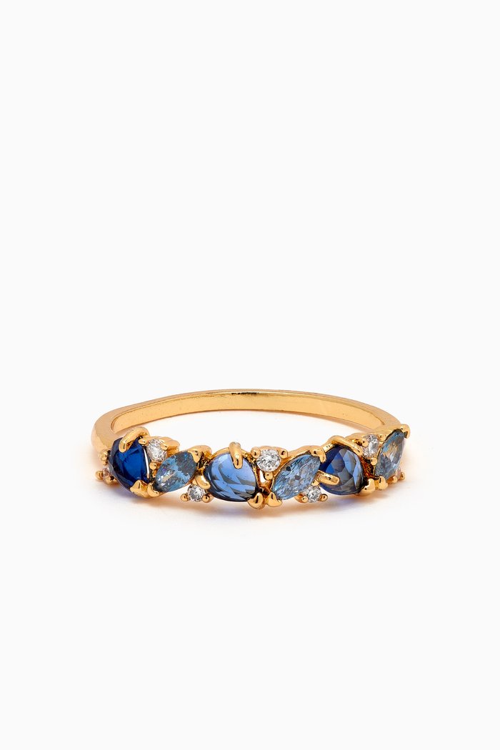 

Marquis Crystal Ring in Gold-plated Brass, Blue