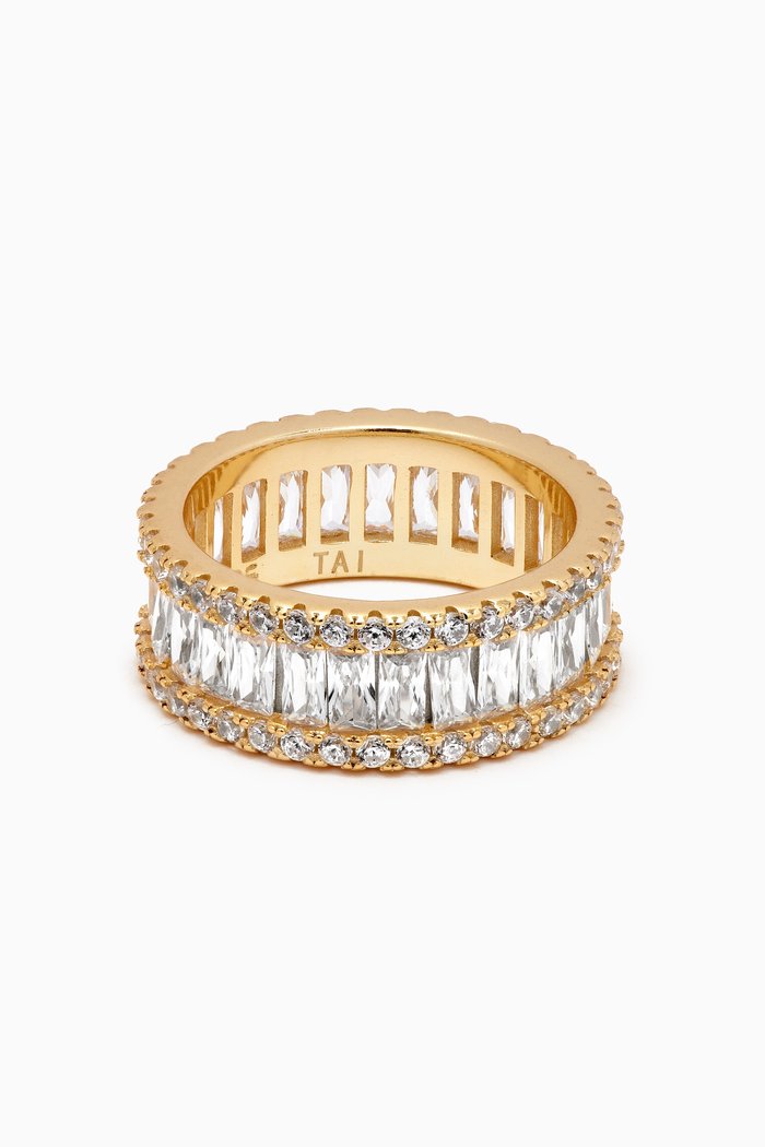 

Baguette Crystal Ring in Gold-plated Brass