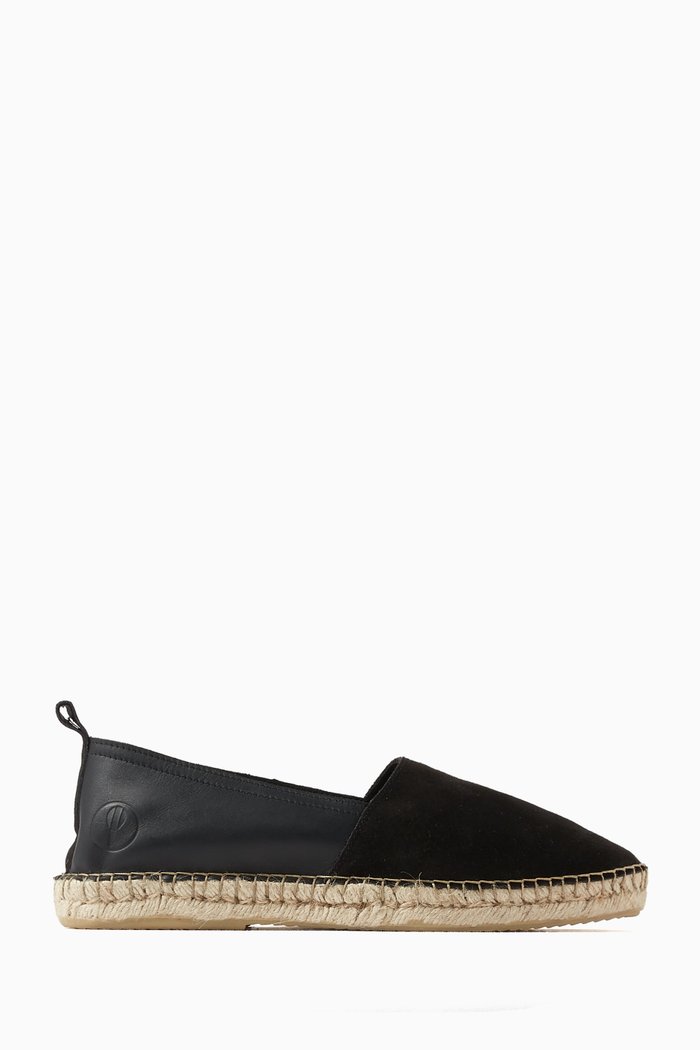 

Humberto Panelled Espadrilles in Suede & Leather, Black