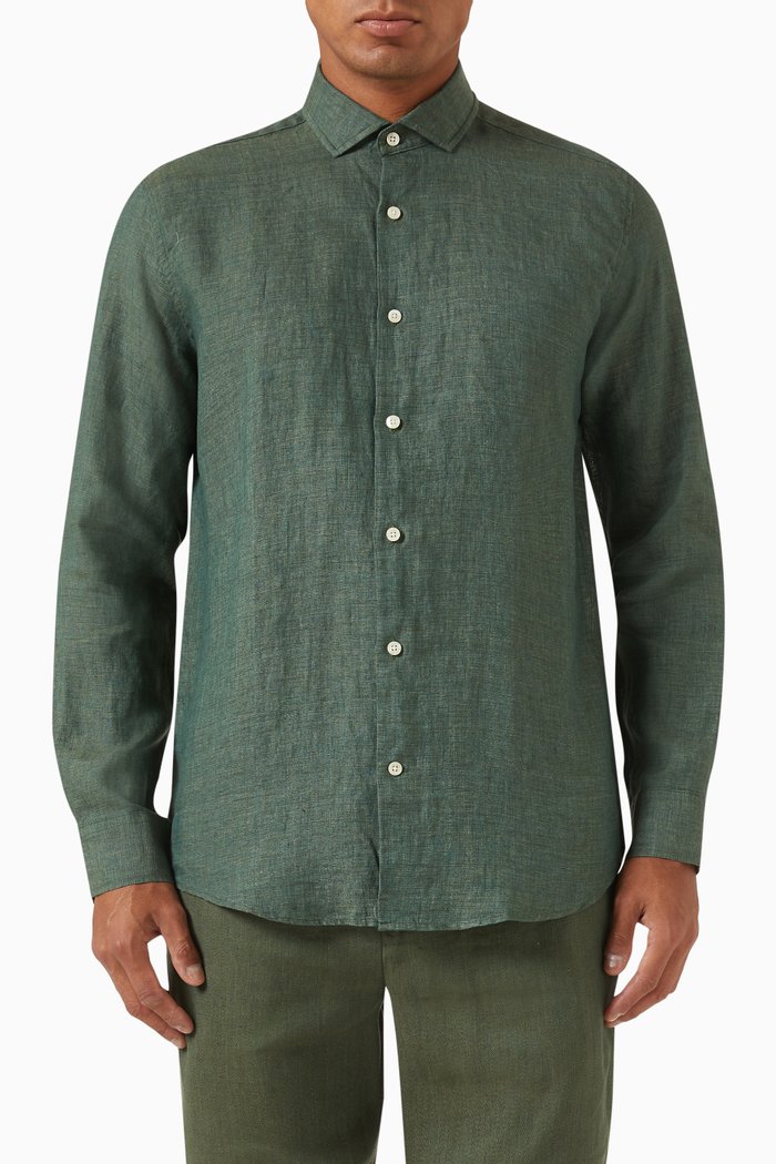 

Antonio Shirt in Linen, Green