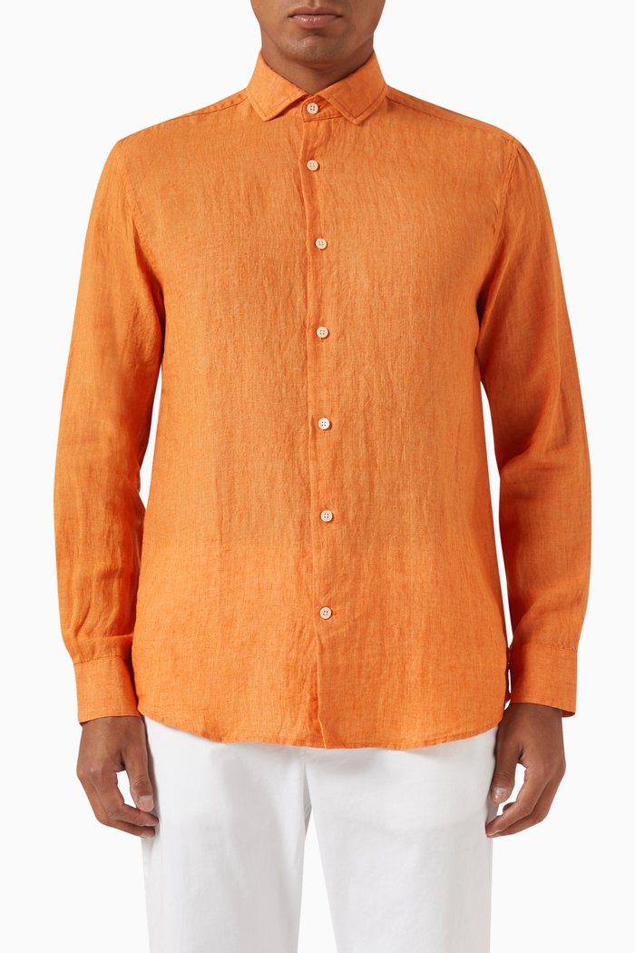 

Antonio Shirt in Linen, Orange