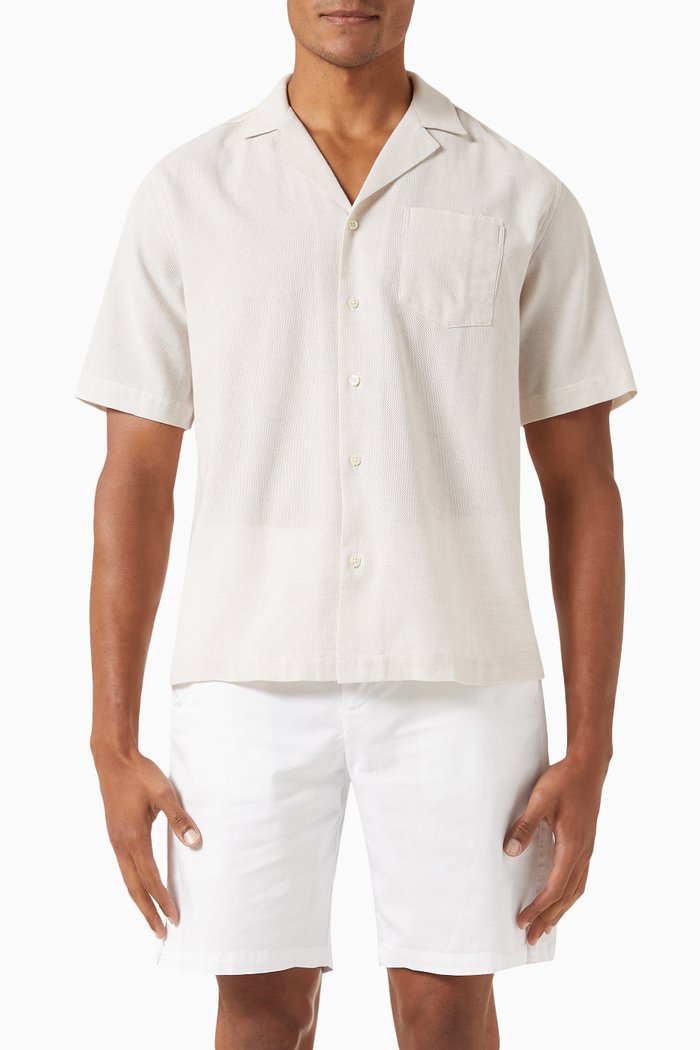 

Angelo Short Sleeved Shirt in Cotton Blend, Grey