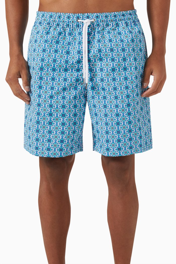 Board Angra Deco Swim Shorts in Eco Luna, Blue