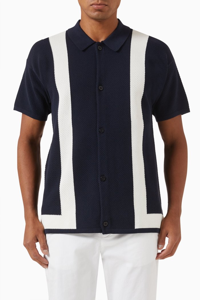 

Barretos Button-up Cardigan in Cotton-knit, Blue