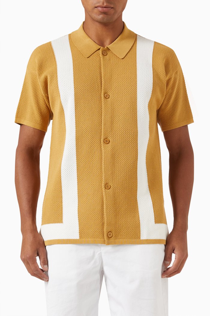

Barretos Button-up Cardigan in Cotton-knit, Gold