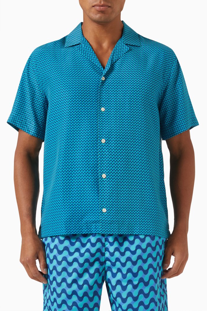 

Roberto Copa Printed Shirt in Lyocell, Blue