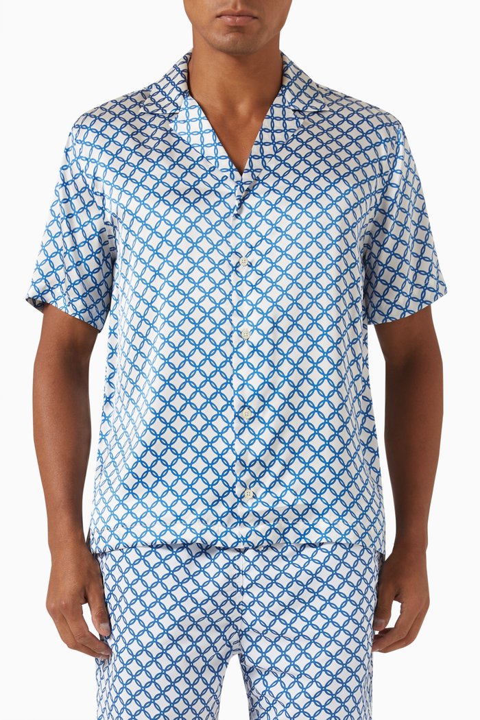 

Roberto Treliça Printed Shirt in Silk, Blue
