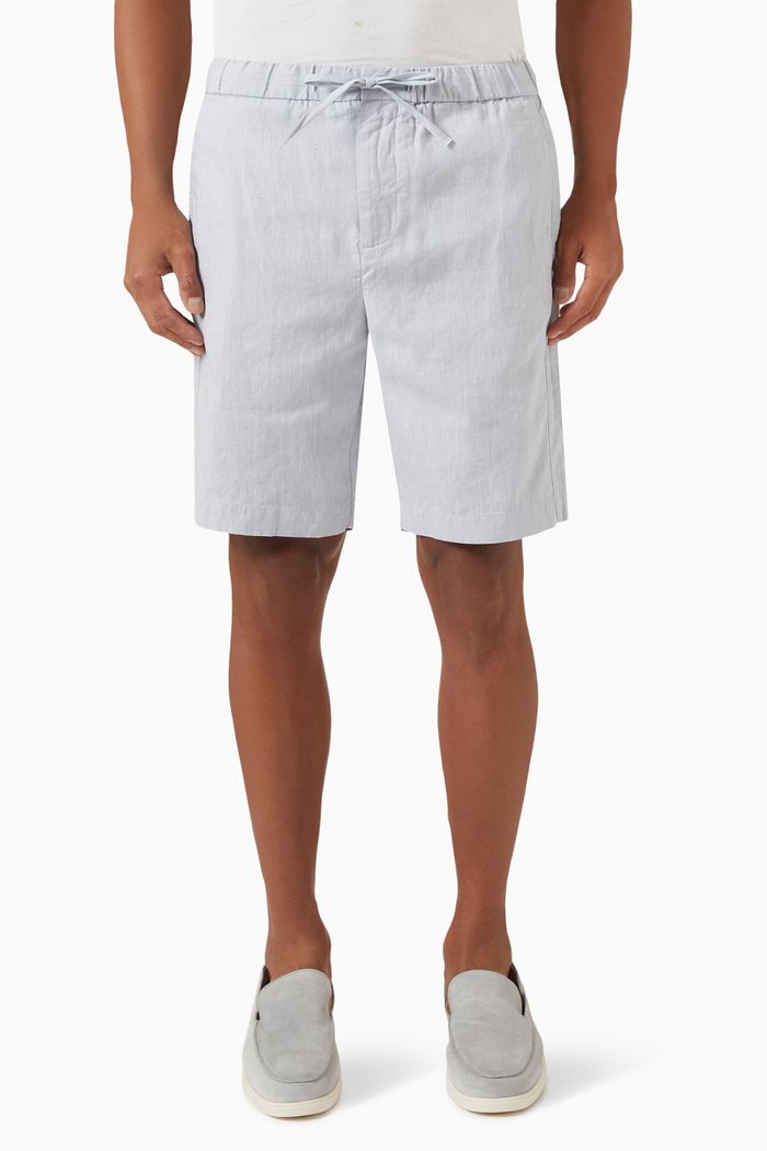 

Felipe Herringbone Shorts in Linen-blend, Grey