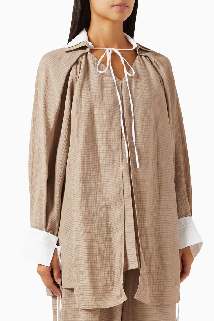 

Double-collar Top in Linen-blend, Grey