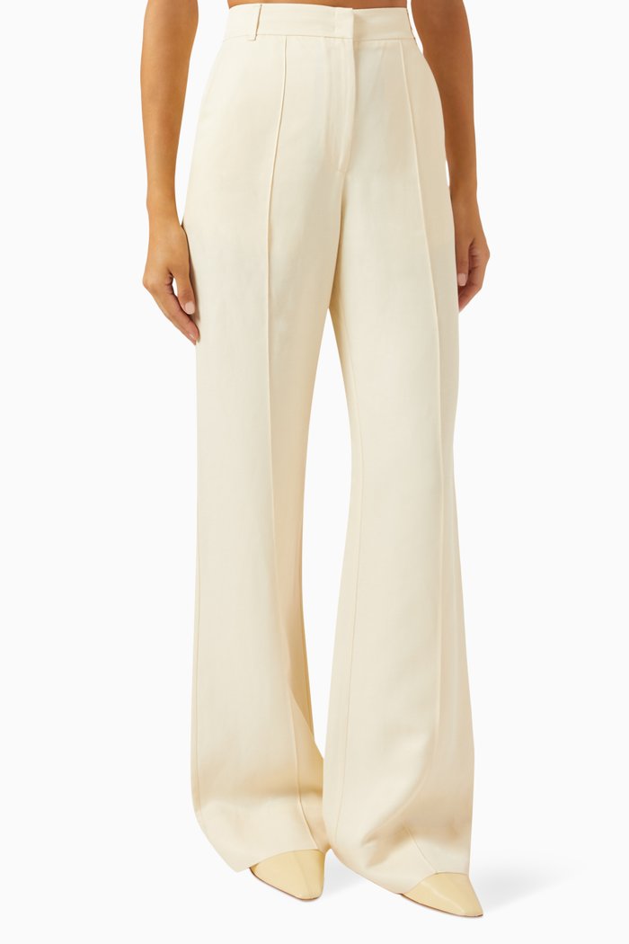 

High-waist Flared Pants in Viscose-blend, Neutral