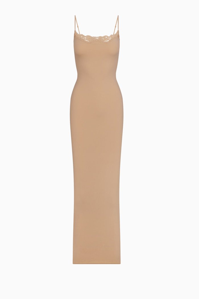 

Fits Everybody Corded Lace Long Slip Dress, Grey