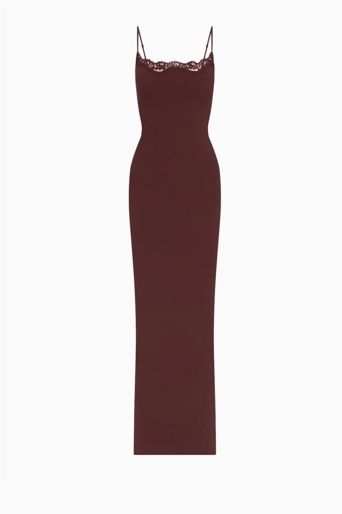 

Fits Everybody Corded Lace Long Slip Dress, Brown