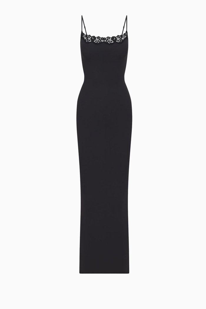 

Fits Everybody Corded Lace Long Slip Dress, Black