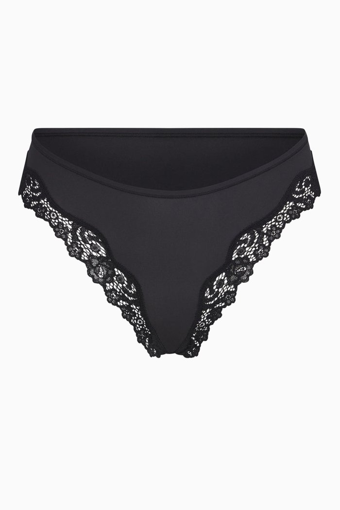 Fits Everybody Corded Lace Tanga, Black