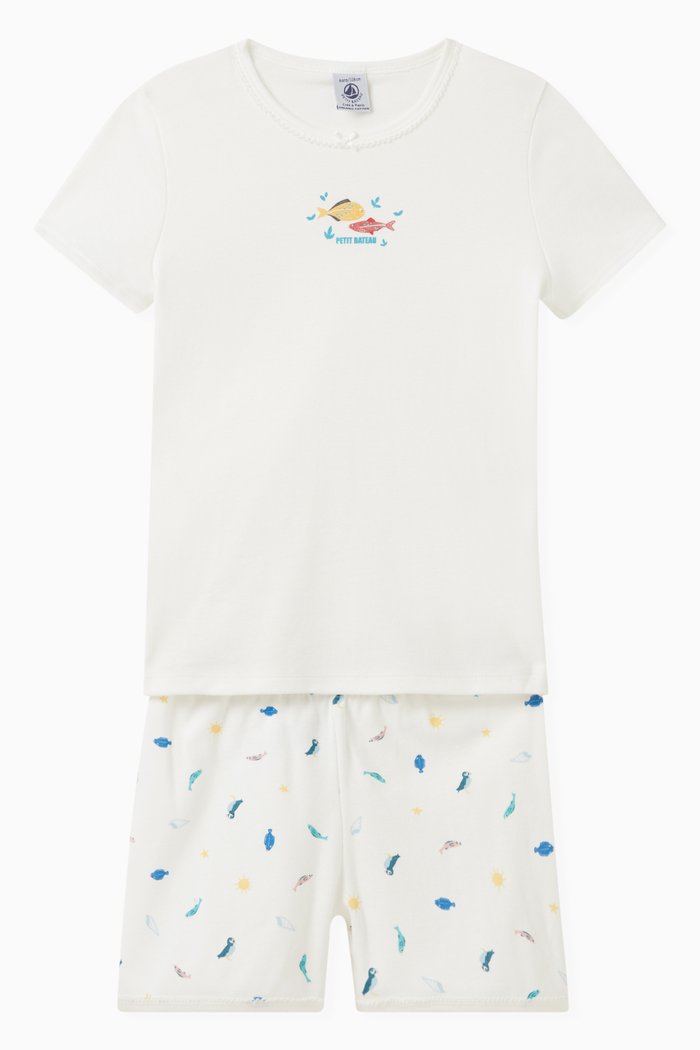 

Sealife-print Short Pyjama Set in Cotton-jersey, Multicolour