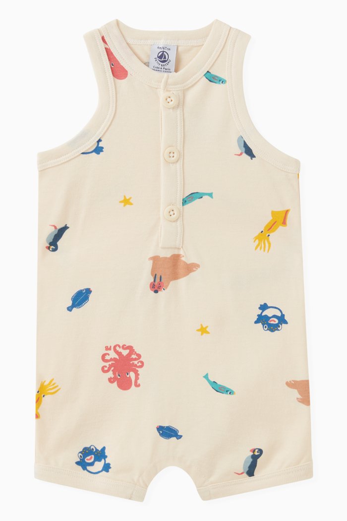 

Printed Playsuit in Cotton-jersey, Multicolour