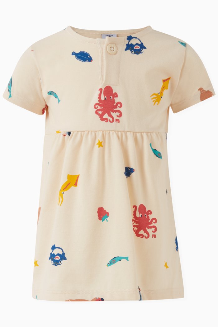 

Printed Dress in Cotton-jersey, Multicolour
