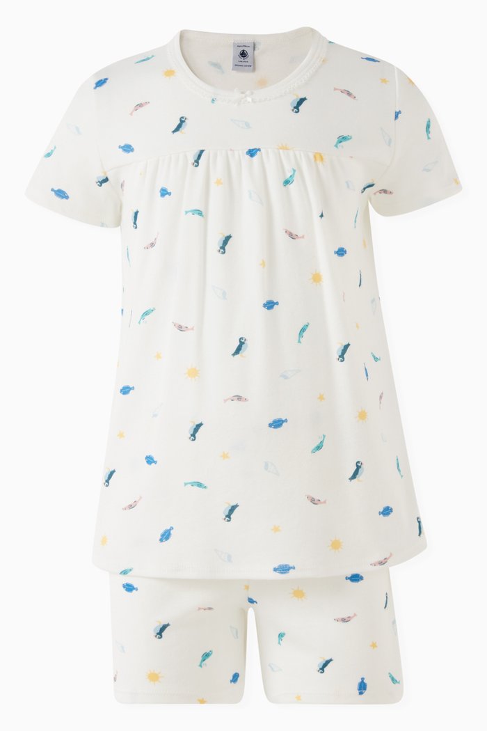 

Sea Animals-print Short Pyjama Set in Cotton-jersey, Multicolour