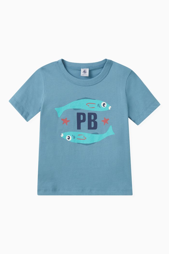

Fisherman-print T-shirt in Cotton, Multicolour