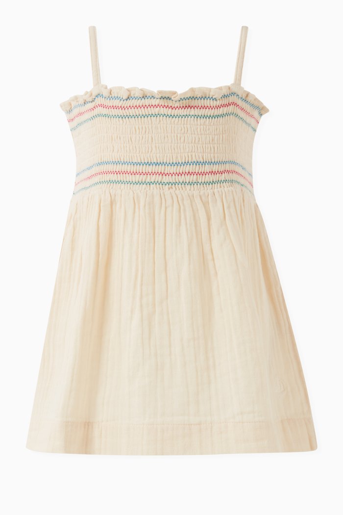 

Smocked Blouse in Cotton-gauze, Neutral