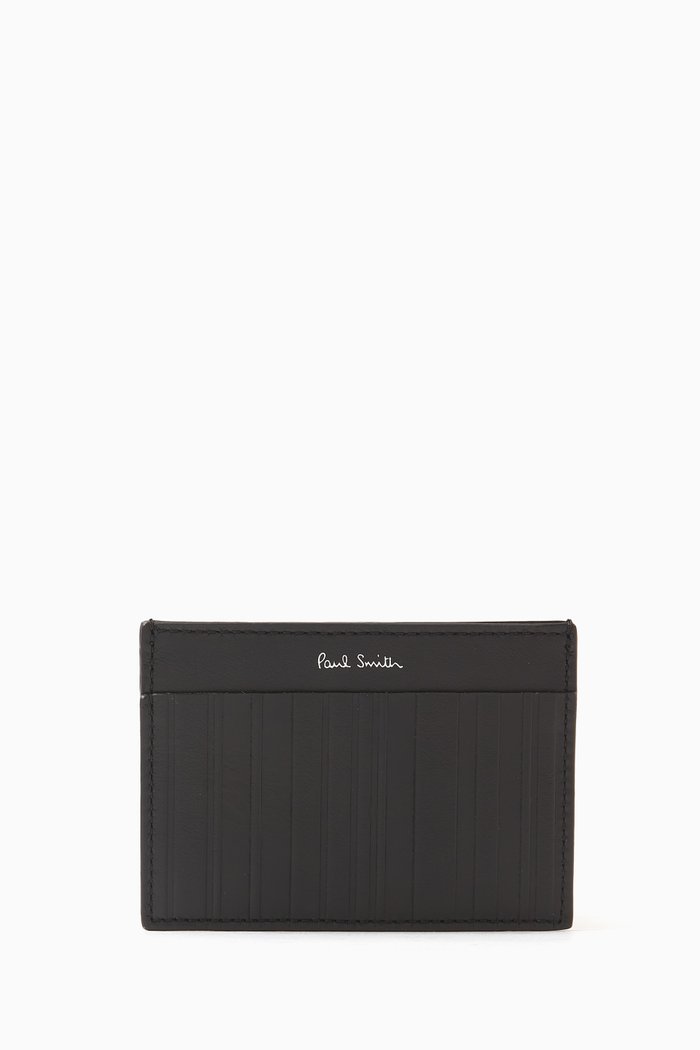 

Shadow Stripe Credit Card Holder in Leather, Black