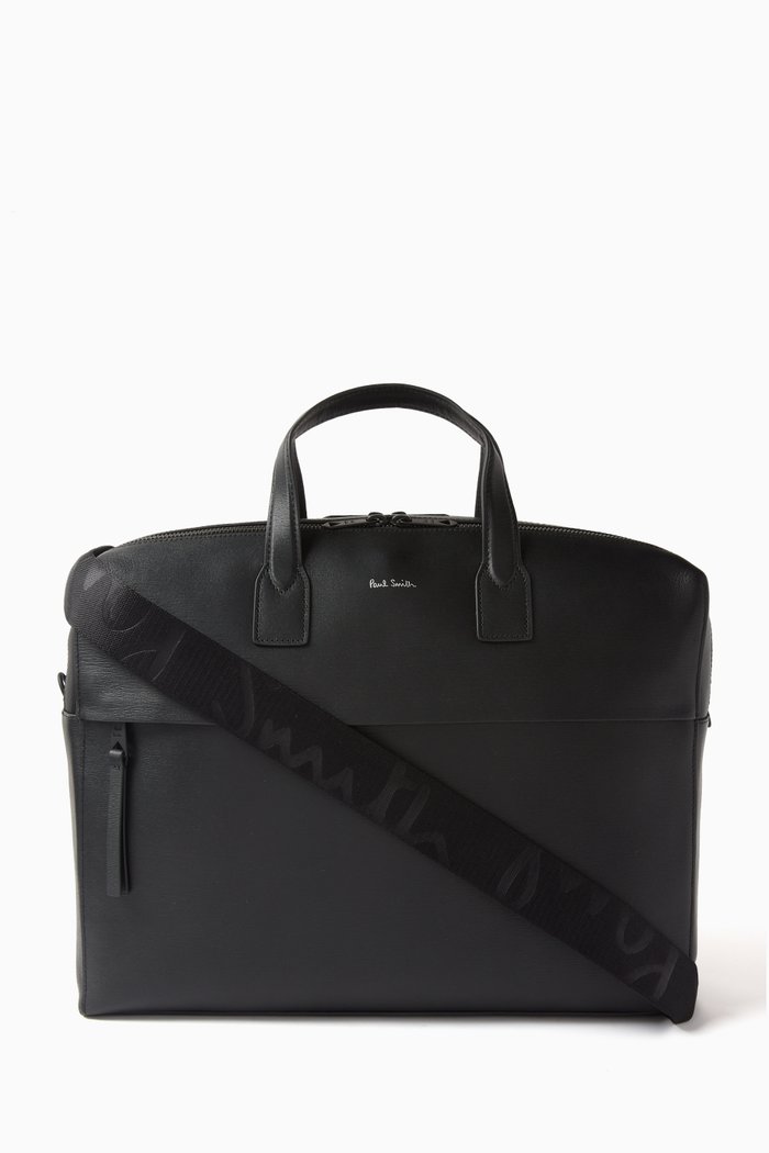 

Artist Stripe Briefcase in Smooth Leather, Black