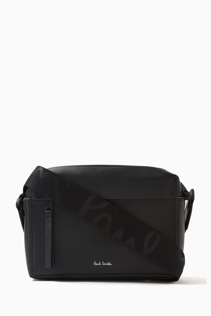 

Logo Crossbody Camera Bag in Leather, Black