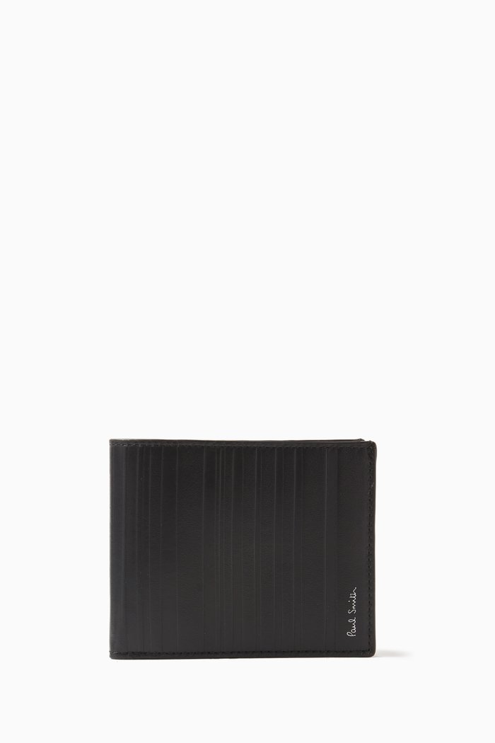 

Shadow Stripe Billfold Wallet in Leather, Black