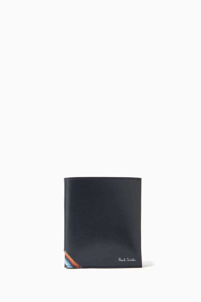 

Compact Bi-fold Wallet in Leather, Blue