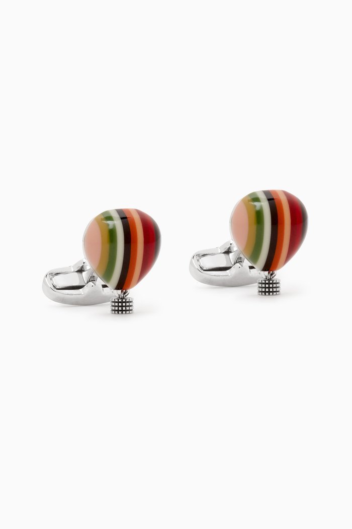 

'Signature Stripe' Hot Air Balloon Cufflinks in Metal, Multicolour