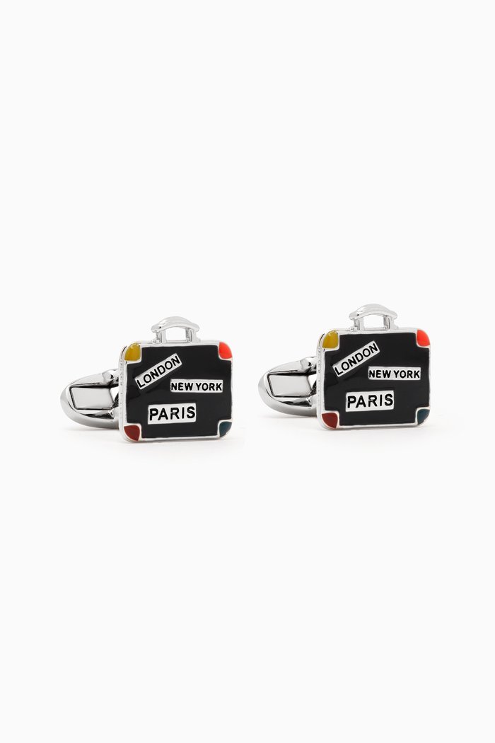 

Suitcase Cufflinks in Metal, Black