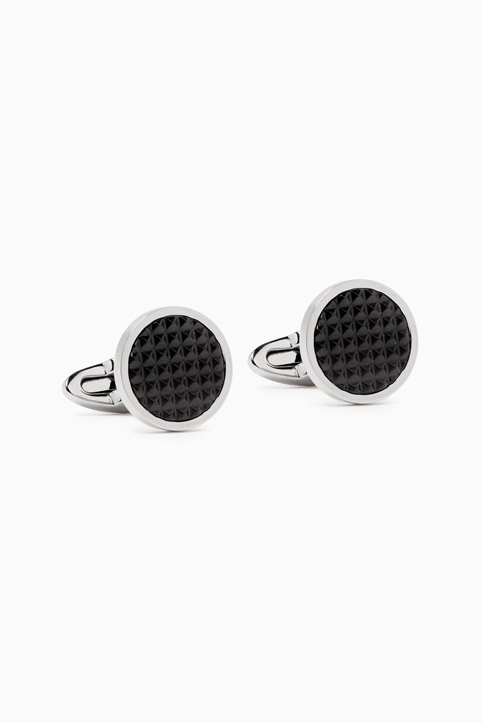 Clou Cufflinks in IP Stainless Steel, Black